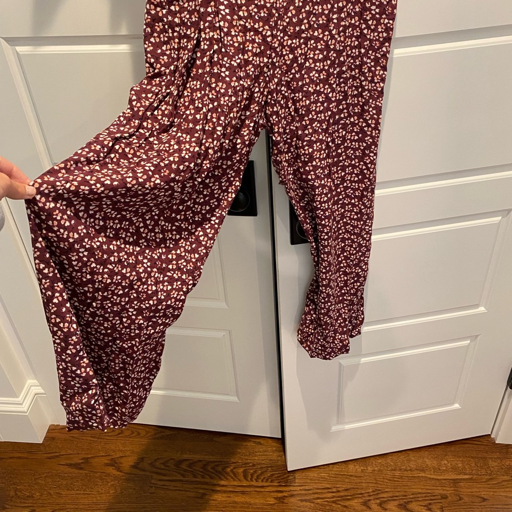 Abercrombie & Fitch burgundy v neck jumpsuit NWT